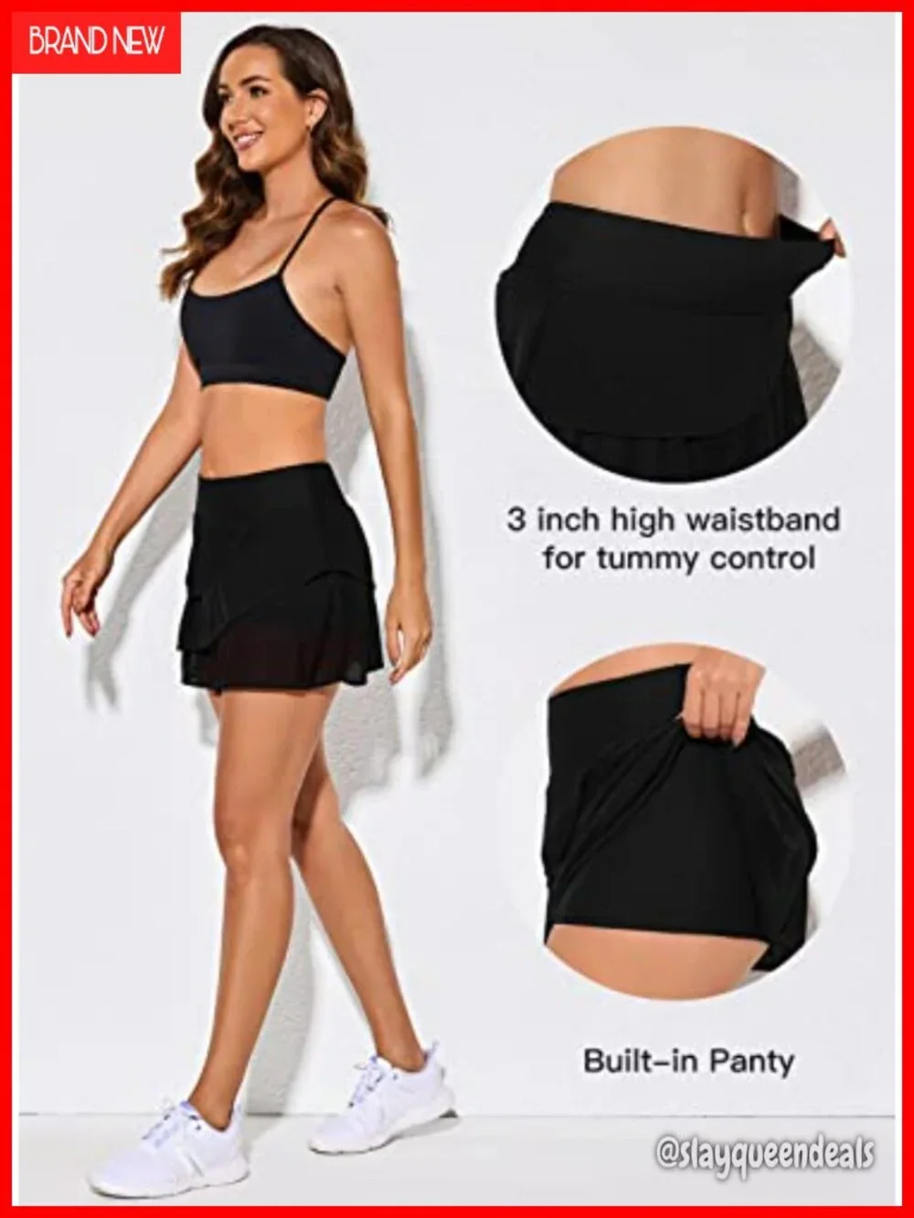 Ruffle Layered Swim Skirt Bottom with Built-in Brief, Ruched Waistband